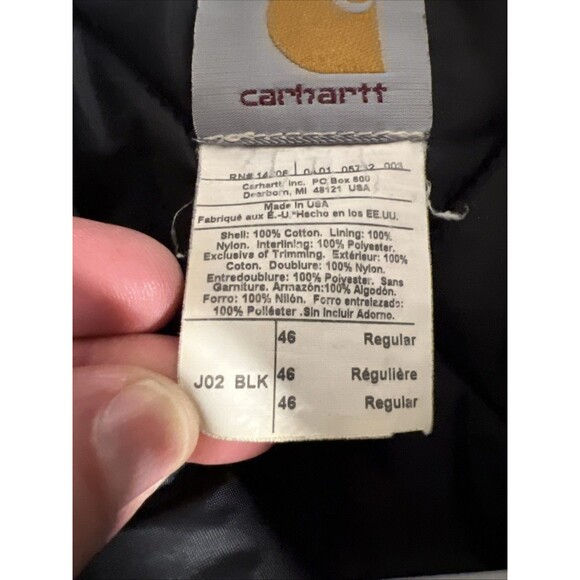Vintage Carhartt JO2 Blk Black Jacket Collared Size 46 Reg USA - Picture 4 of 8